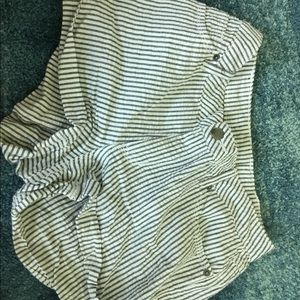 Striped black and white high rise shorts